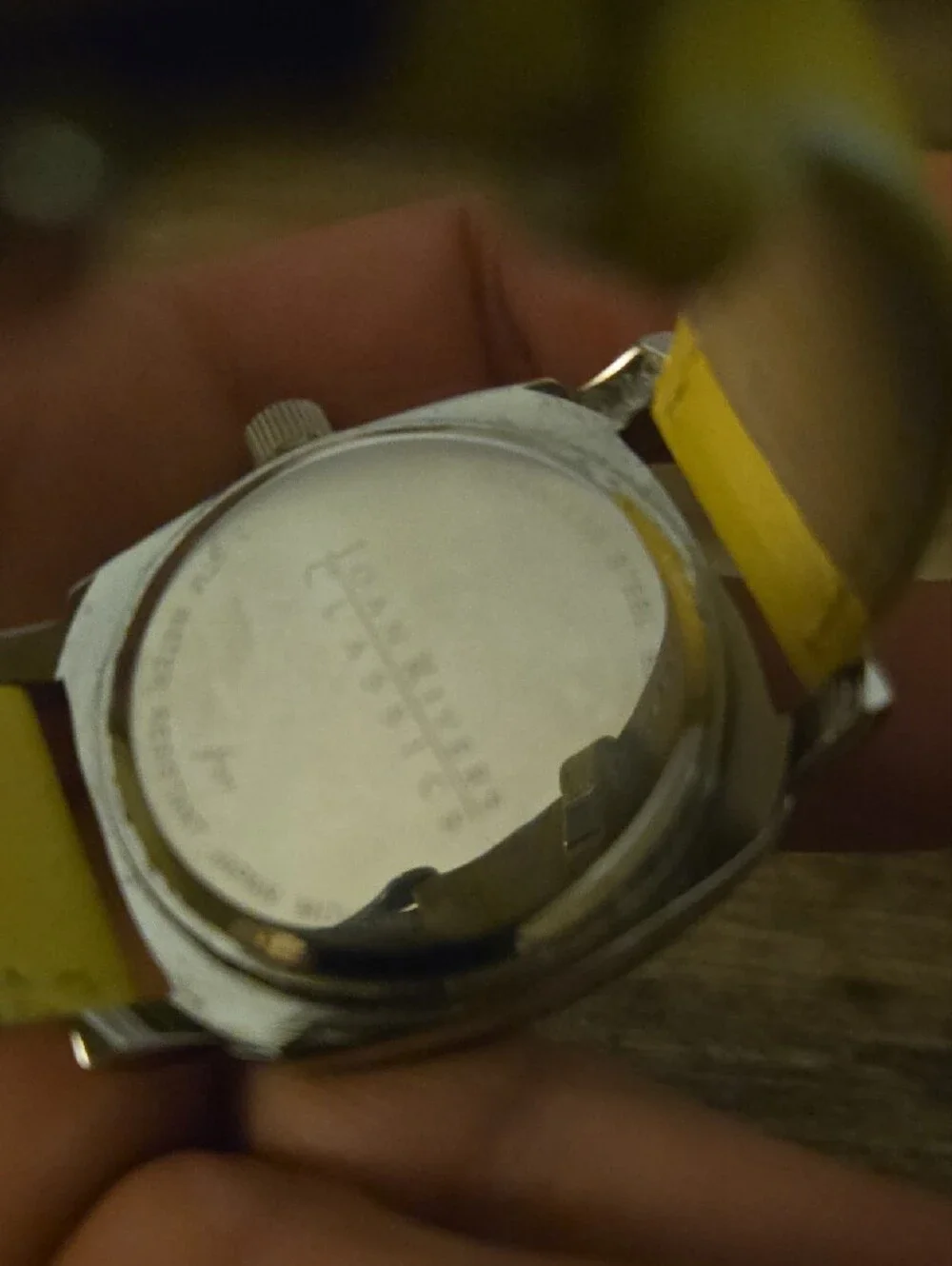 Joan Rivers Genuine Leather Yellow Strap Blue Dial Quartz Watch